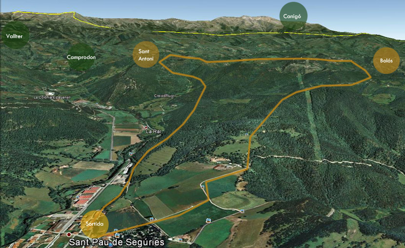 El recorregut de l'embardissada 2014 senyalat sobre Google Earth
